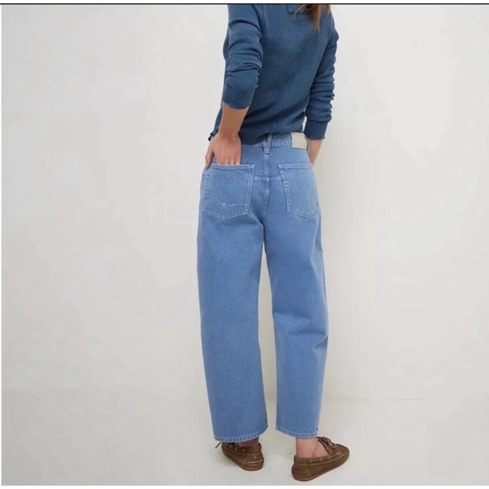 Free People We The Free Deep Trance Barrel Boyfriend Jean 33 Blue Baggy Casual - Picture 5 of 13